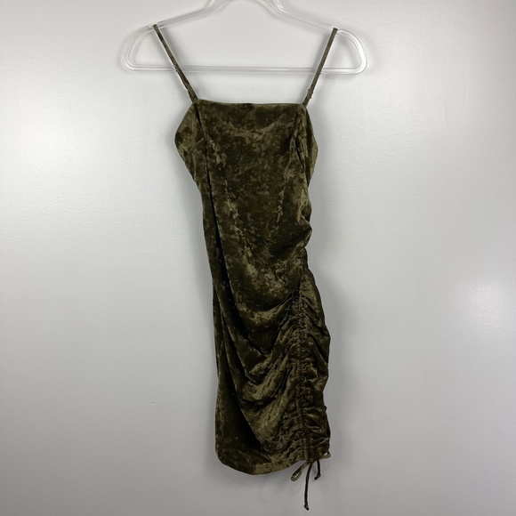 Wild Fable Crushed Velvet Green Mini Dress‎ NWT - Picture 3 of 9